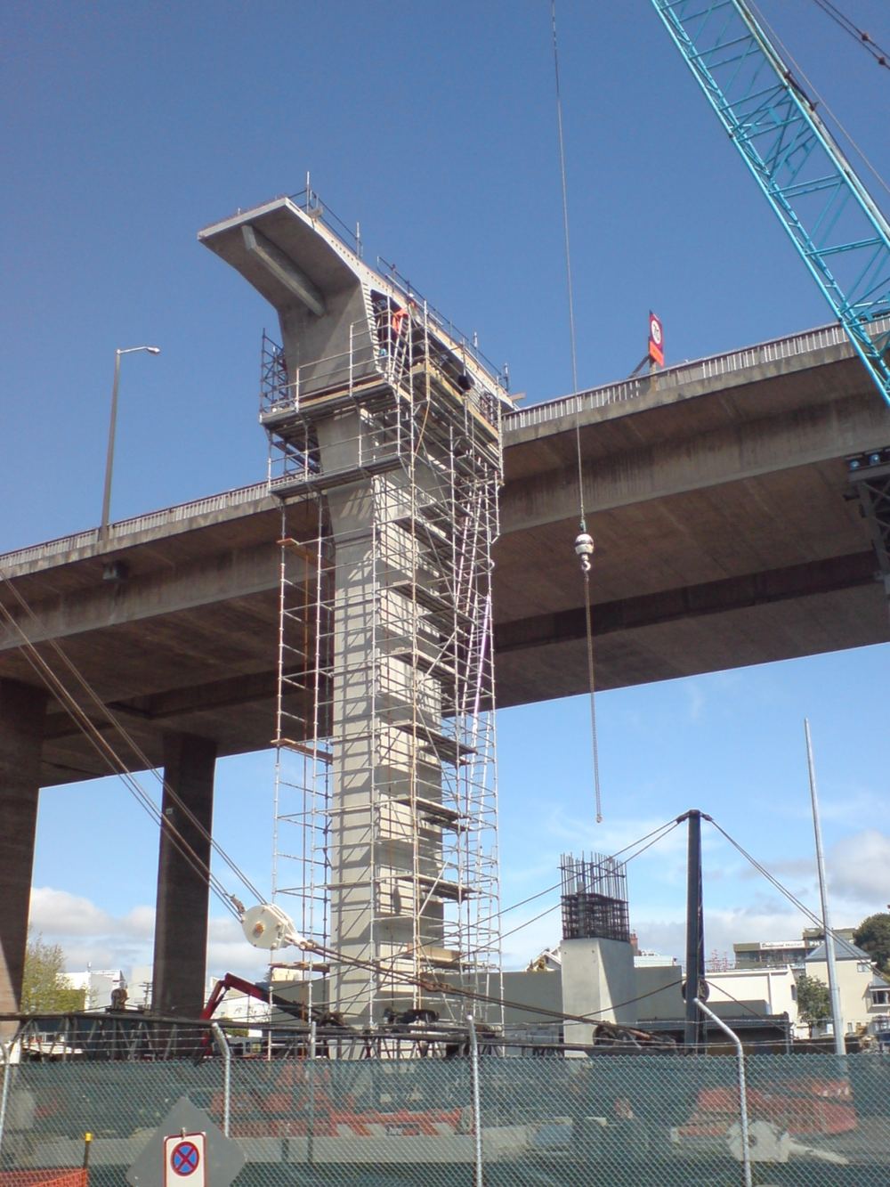 Elevated motorway viaduct pier under construction